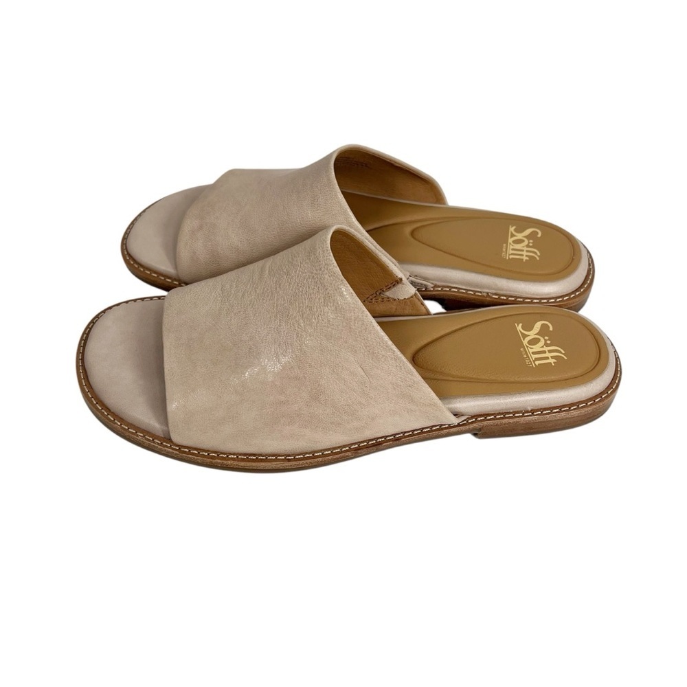 SOFFT Tan Leather Slip on Mule Flats Women's Size 8 1/2 - Picture 4 of 7